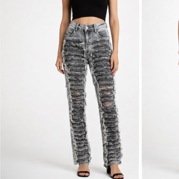 Red Fox Denim - Red Fox Distressed Gray Women Jeans